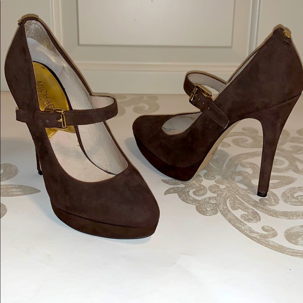 MICHAEL Kors 4” Chocolate Brown Suede heel